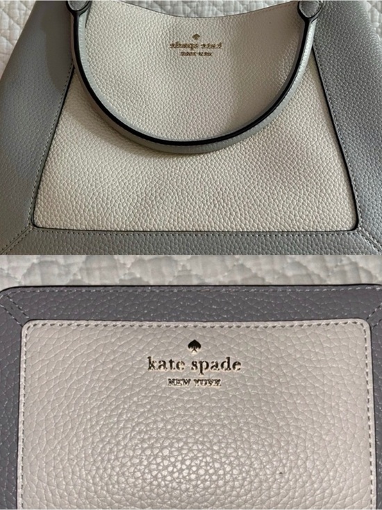 kate spade Handbags - kate spade Gray and White Pebbled Leather Satchel with matching wallet